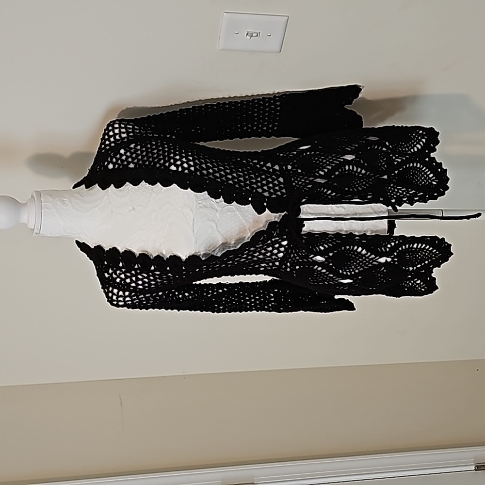 Black open weave sweater size Medium by Moda International